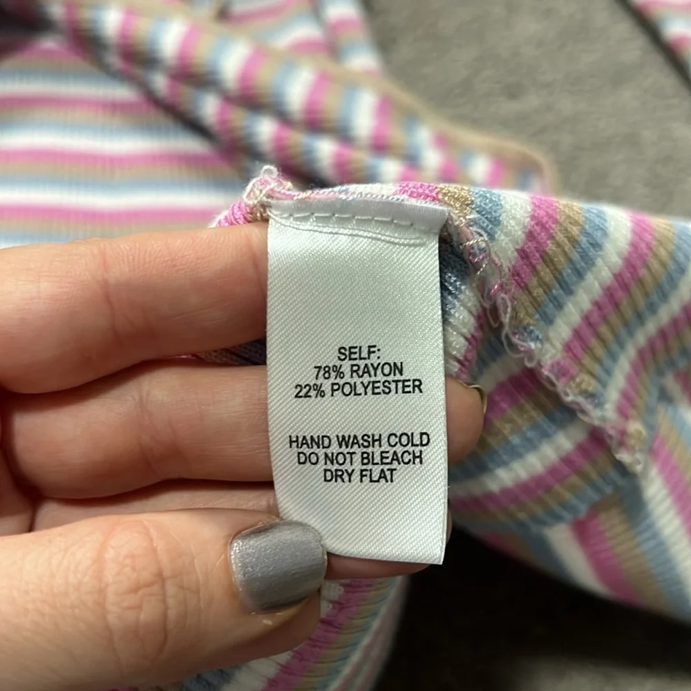 NWT Lulu's Supremely Sara Taupe Multi Striped Sweater Wrap Dress Medium - Picture 8 of 8